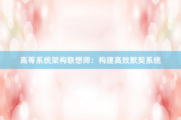 高等系统架构联想师:构建高效默契系统